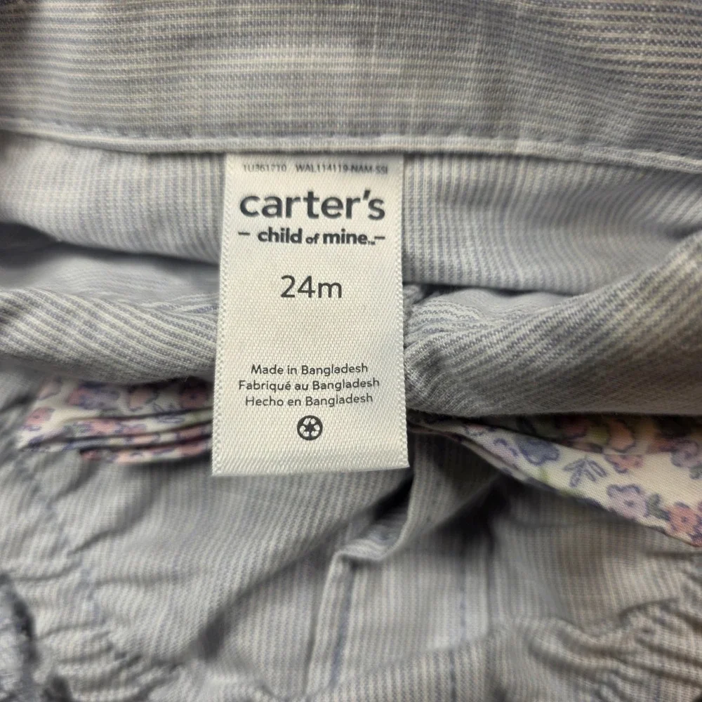 Carters Child of Mine 24M Boys 3-Piece Suspenders Bodysuit Pants Set Blue New